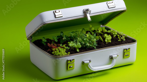 Briefcase with soil and sma...