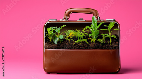 Briefcase with soil and sma...