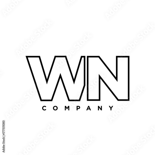 Letter W and N, WN logo design template. Minimal monogram initial based logotype.