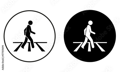 Pedestrian Street walking Icons in Outline and Solid Black Vector.