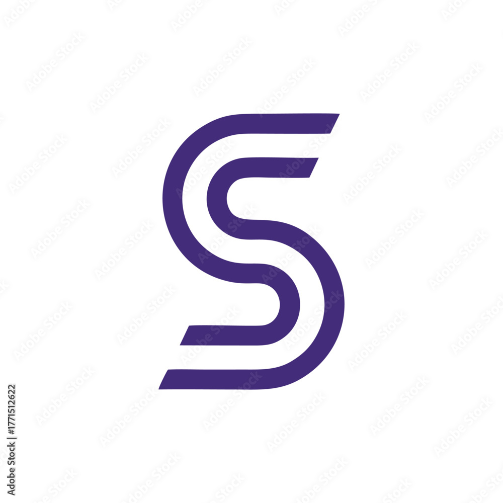 Fototapeta premium Purple Double Line S Logo - Modern Abstract Initial Lettermark Symbol