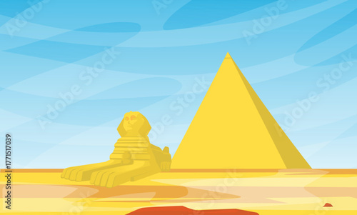 Egypt with a background of the Sphinx and pyramids