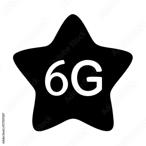 Black rounded star icon with 6G text on white background
