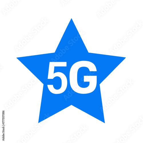 Blue star icon with 5G text on white background

