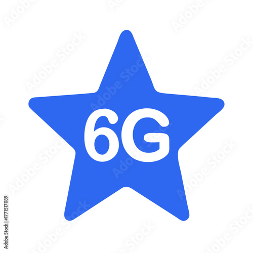 Blue star icon with 6G text on white background
