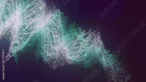Abstract Green and White Particle Wave Animation – Futuristic Data Flow, Digital Motion Background
