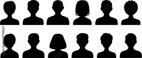 Diverse set of anonymous people silhouettes for profile or user icons
