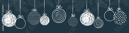 Elegant Christmas baubles seamless pattern, hand drawn balls - great for textiles, wallpapers, invitations, banners - vector surface design