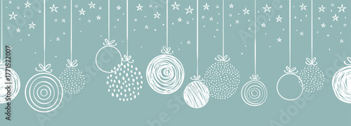 Elegant Christmas baubles seamless pattern, hand drawn balls - great for textiles, wallpapers, invitations, banners - vector surface design
