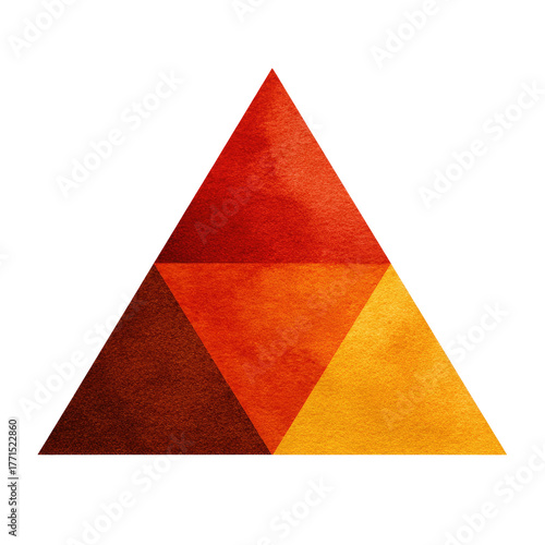 Gradient triangle split into three smaller triangles.