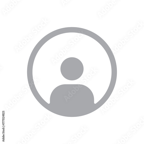 Minimalist user grey avatar icon silhouette for profile picture website app ui ux placeholder account identification or contact graphic template