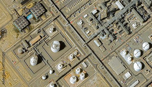Industrial Giant: A bird's-eye view of the Yanbu oil refinery complex in Saudi Arabia in the summer of 2025