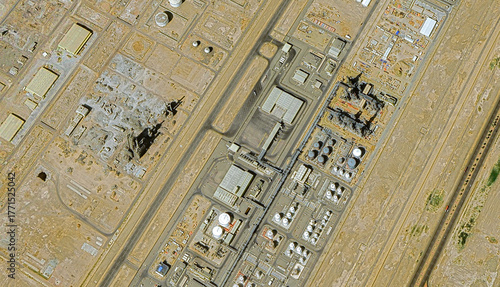 Industrial Giant: A bird's-eye view of the Yanbu oil refinery complex in Saudi Arabia in the summer of 2025