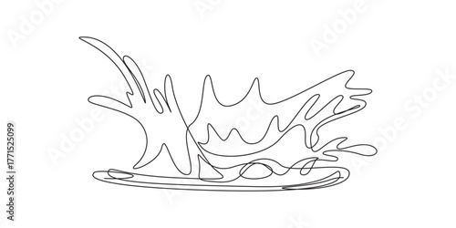 Dynamic Continuous Line Water Splash,Dynamic Water Splash in Continuous Line Art Style,Continuous Line Drawing of a Dynamic Water Splash