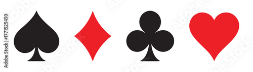 Suit deck of playing cards on white background.