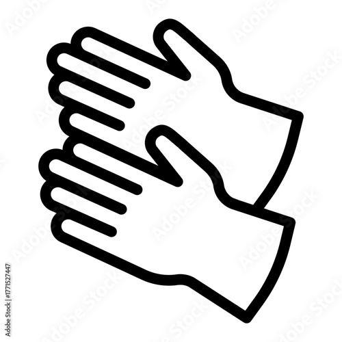 Rubber gloves line icon, safety workwear concept. Vector graphics. Gloves pair for electrician, protective sign on white background, style icon mobile or web design.