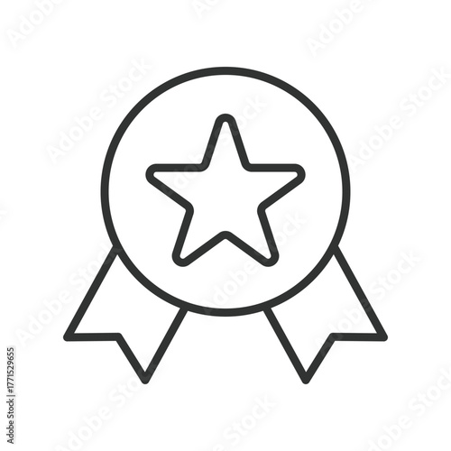 Award medal icon in line design. award, medal, star, achievement, certificate, recognition, honor on white background vector. Award medal editable stroke icon