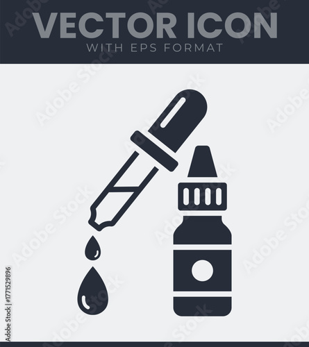 Dropper and bottle for drops or liquids icon vector graphic