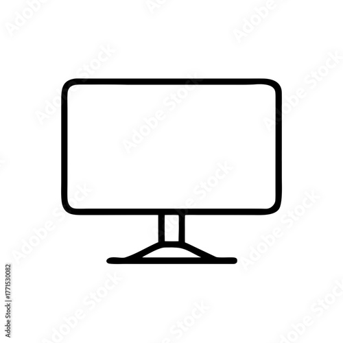 Minimalist desktop computer monitor outline illustration on a white background