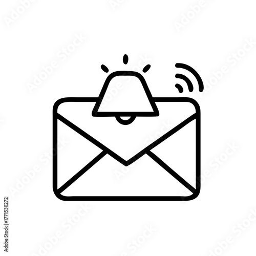 Notification Icon: New Message with Bell and Wireless Signal