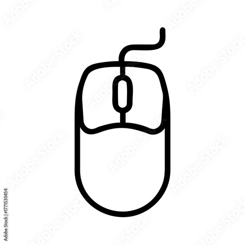Minimalist wired mouse icon illustration on a plain background