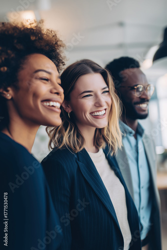Diverse Business Team Smiling Happy Professional Colleagues Collaboration Workplace Success Modern Office