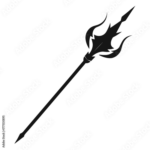 Black Trident: A Minimalist Illustration of a Weapon from Fantasy