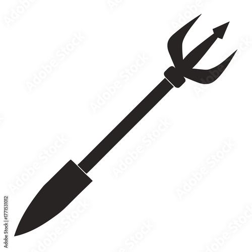 Bold minimalist icon of a three-pronged trident weapon