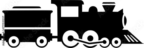 a minimalist icon of a train, black and white, simple, vector graphic