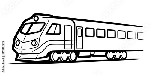 a minimalist icon of a train, black and white, simple, vector graphic