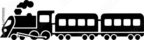 a minimalist icon of a train, black and white, simple, vector graphic