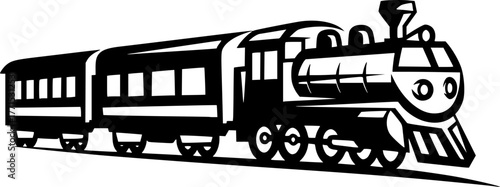 a minimalist icon of a train, black and white, simple, vector graphic
