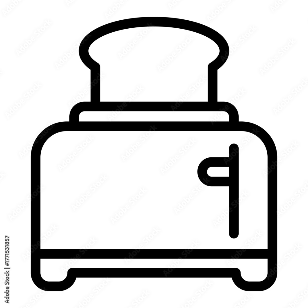 Toaster with slice of wheat bread line icon, cooking food concept. Vector graphics. Toaster sign on white background, style icon mobile or web design.