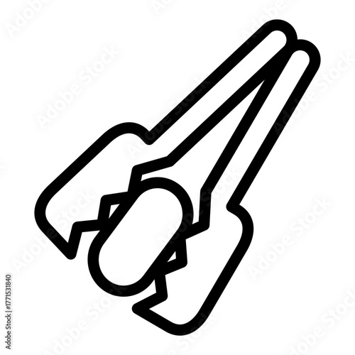 Tongs line icon, cooking food concept. Vector graphics. Manual nutcracker sign on white background, style icon mobile or web design.