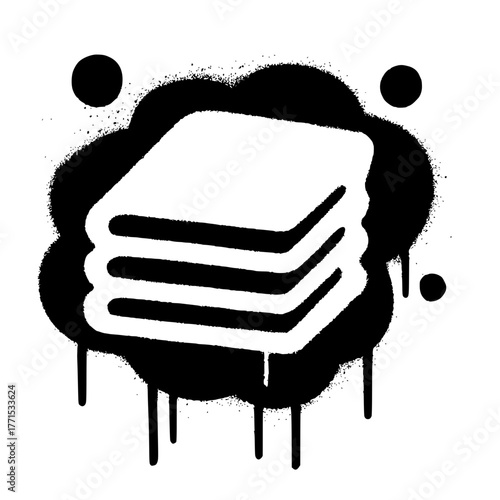 Stylish stack icon art with edgy spray paint effect, perfect for creative projects or modern designs, originally a scalable vector graphic for versatile use