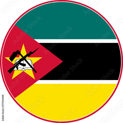 Free Download Mozambique Circle Flag, Mozambique Flag Icon - GFXLoad