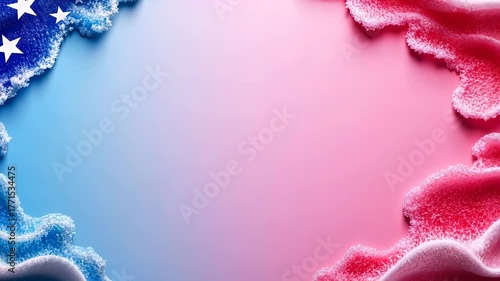 Creative background design featuring red, white, and blue colors with stars and foam edges for celebrations