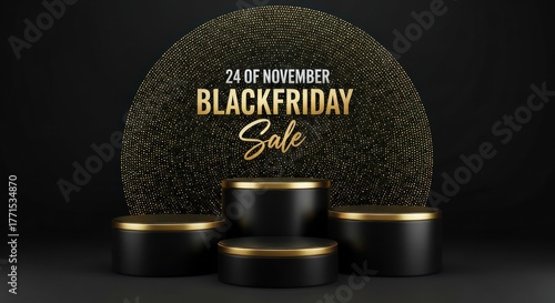 Wallpaper Mural Black friday sale on 24 of november with podiums and golden glitter background Torontodigital.ca