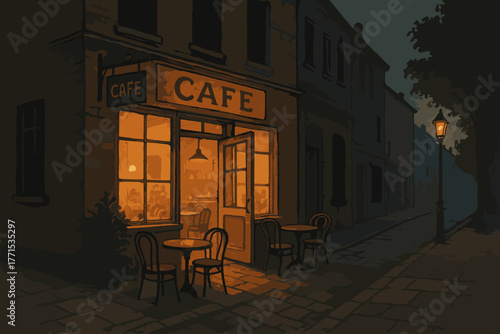 Evening stroll quiet street urban photography warm atmosphere serene viewpoint cozy urban serenity vibes