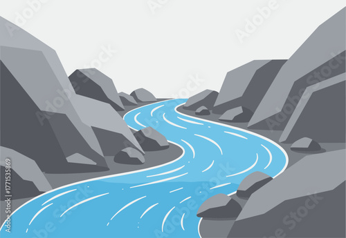 Flowing river landscape natural environment serenity calmness