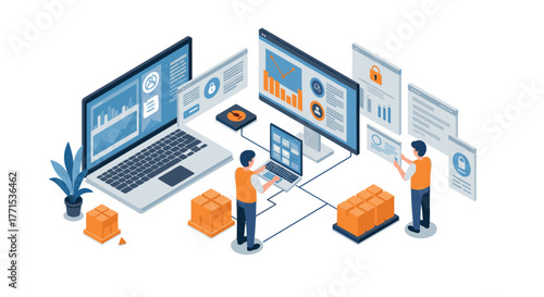 Isometric teamwork in digital supply chain management with data visualization