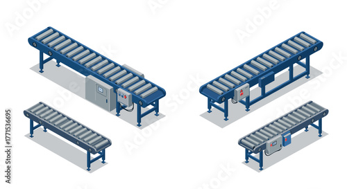Efficient industrial conveyor systems in isometric design for modern manufacturing settings