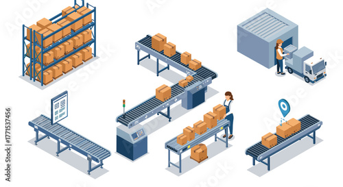 Modern warehouse logistic workflow with automation and efficient packaging