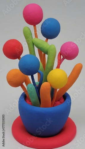 Modern Abstract Sculpture with Colorful Spheres