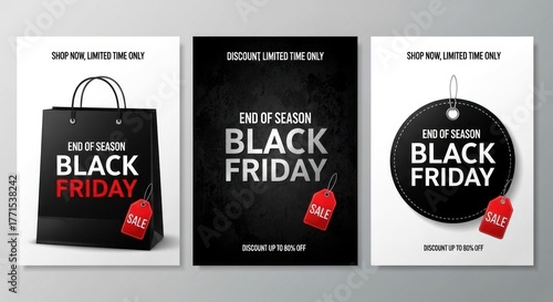 Wallpaper Mural Black friday sale posters with shopping bag and tag Torontodigital.ca