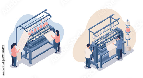 Textile manufacturing process: isometric machines in modern production