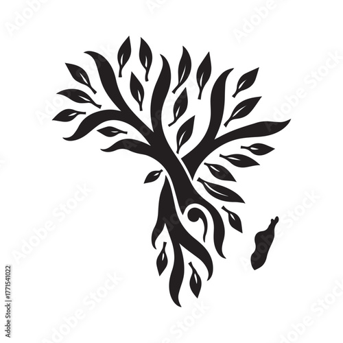 Abstract Spinning Line African Map Design Showing Togetherness and Strength