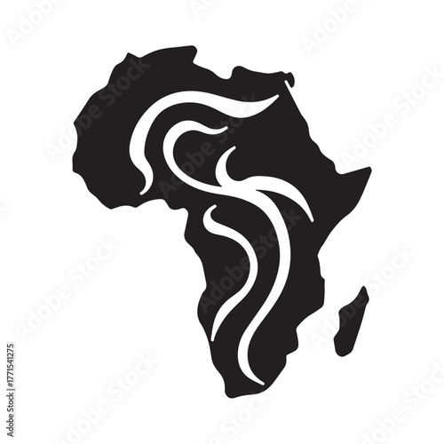 Abstract Flowing African Continent Symbol Reflecting Heritage and Spiritual Strength