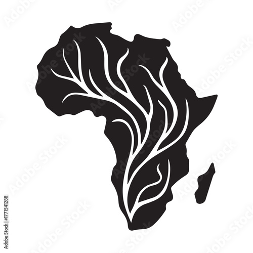 Swirling Smoke Africa Map Logo Showing Deep Mystery Culture and Timeless Identity