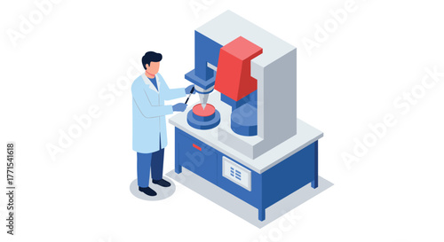 Isometric laboratory scene with scientist using modern equipment